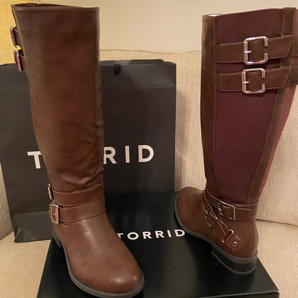 NWT NIB BROWN TORRID WIDE CALF BOOTS SIZE 7W